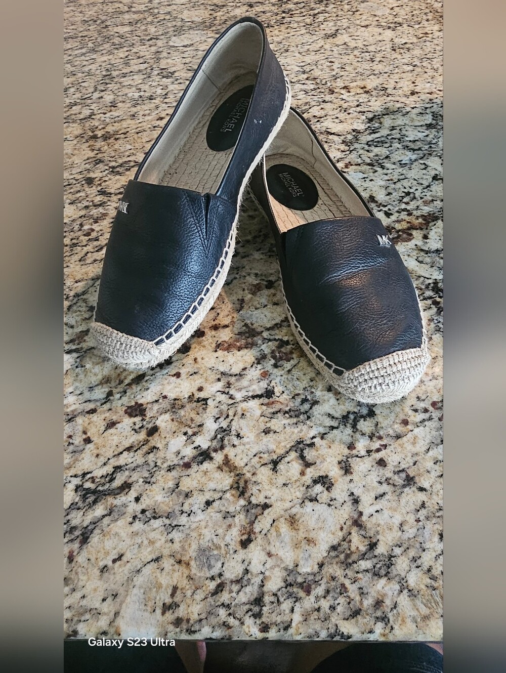 Michael Kors Black Leather Espadrille with Natural Jute Trim Size 5 - Picture 14 of 15